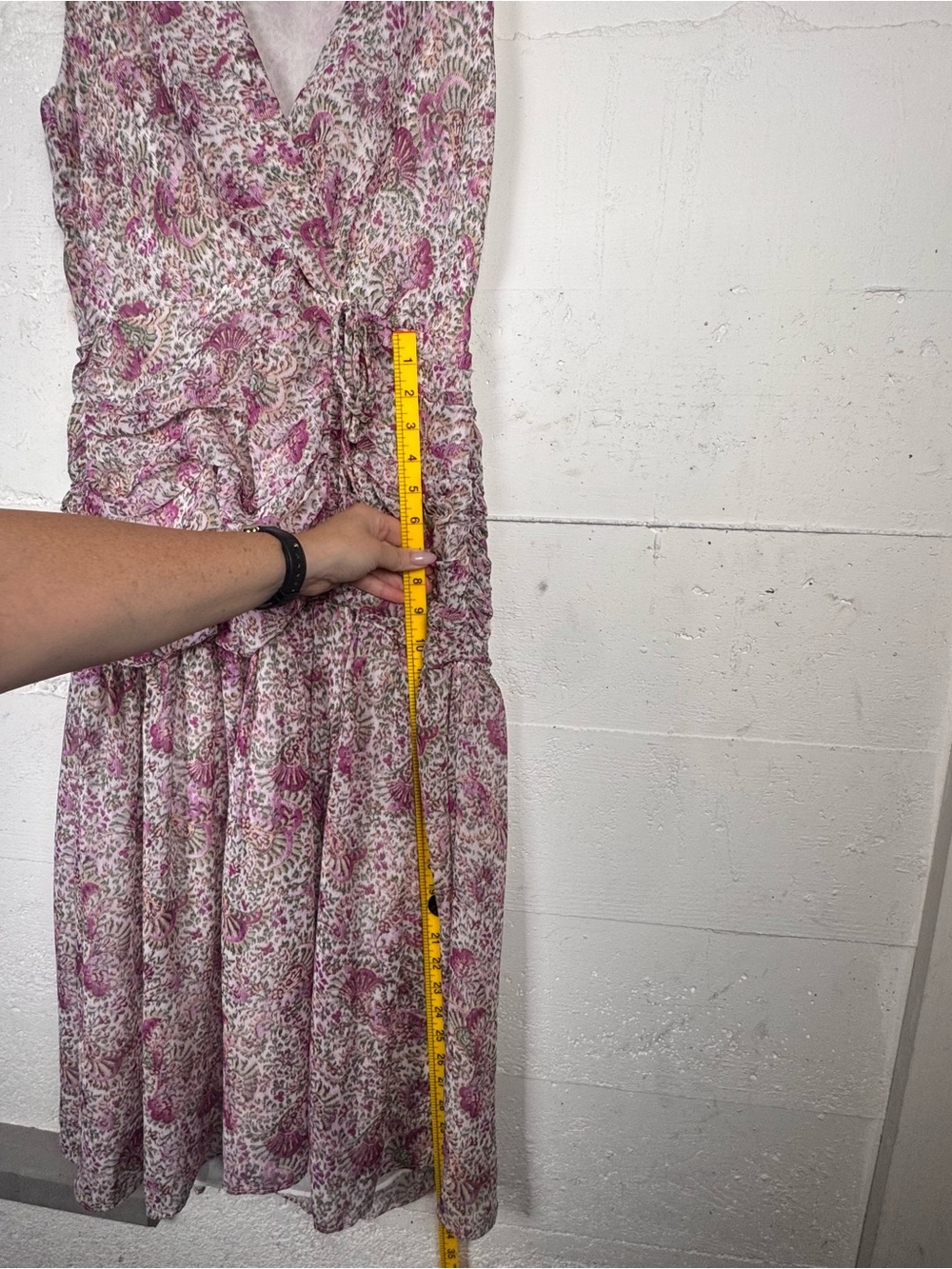 ANN TAYLOR ORCHID GLOW FLORAL RUCHED FLARE MIDI DRESS SZ 6 P - Picture 9 of 16